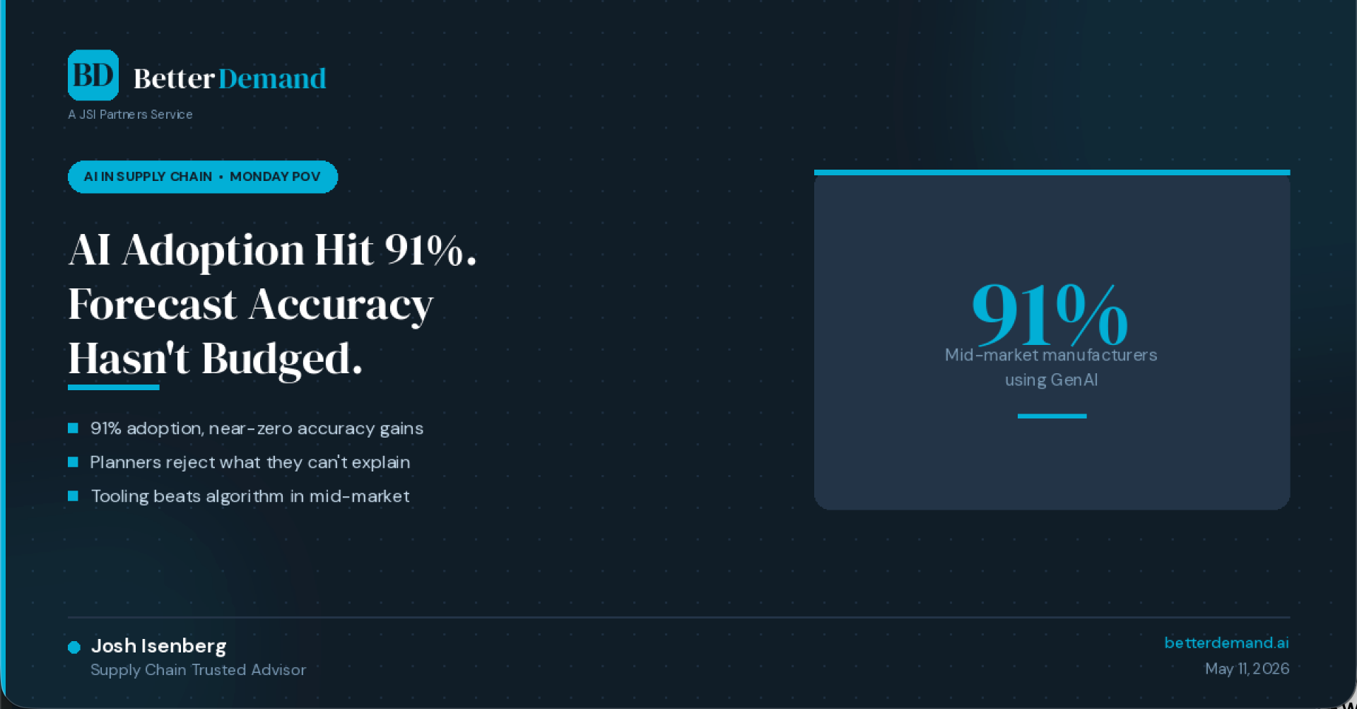 91% AI Adoption, Zero Forecast Change: Pilot Purgatory